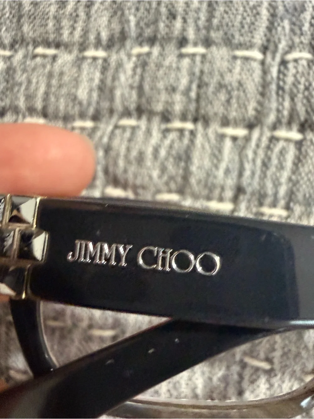 Jimmy Choo Rectangular Glasses — Black and Gray with Swarovski rhinestones